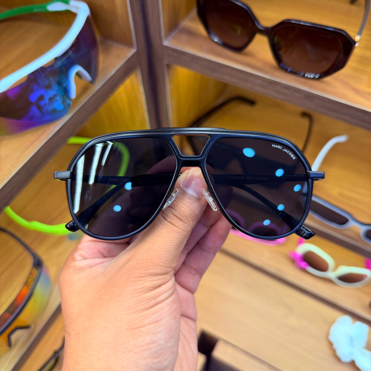MARC JACOBS Matt Black Big Size Aviator Style Metal Frame Black Colour Premium Fashion Sunglasses