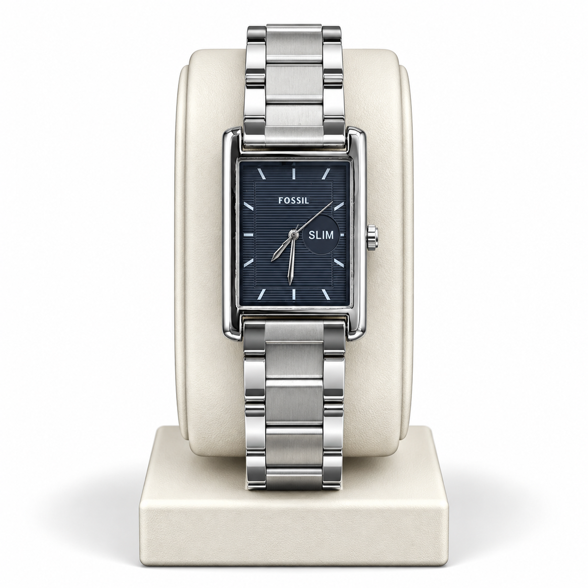 Fossil Slim Rectangular Silver Chain Watch