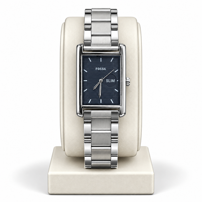 Fossil Slim Rectangular Silver Chain Watch