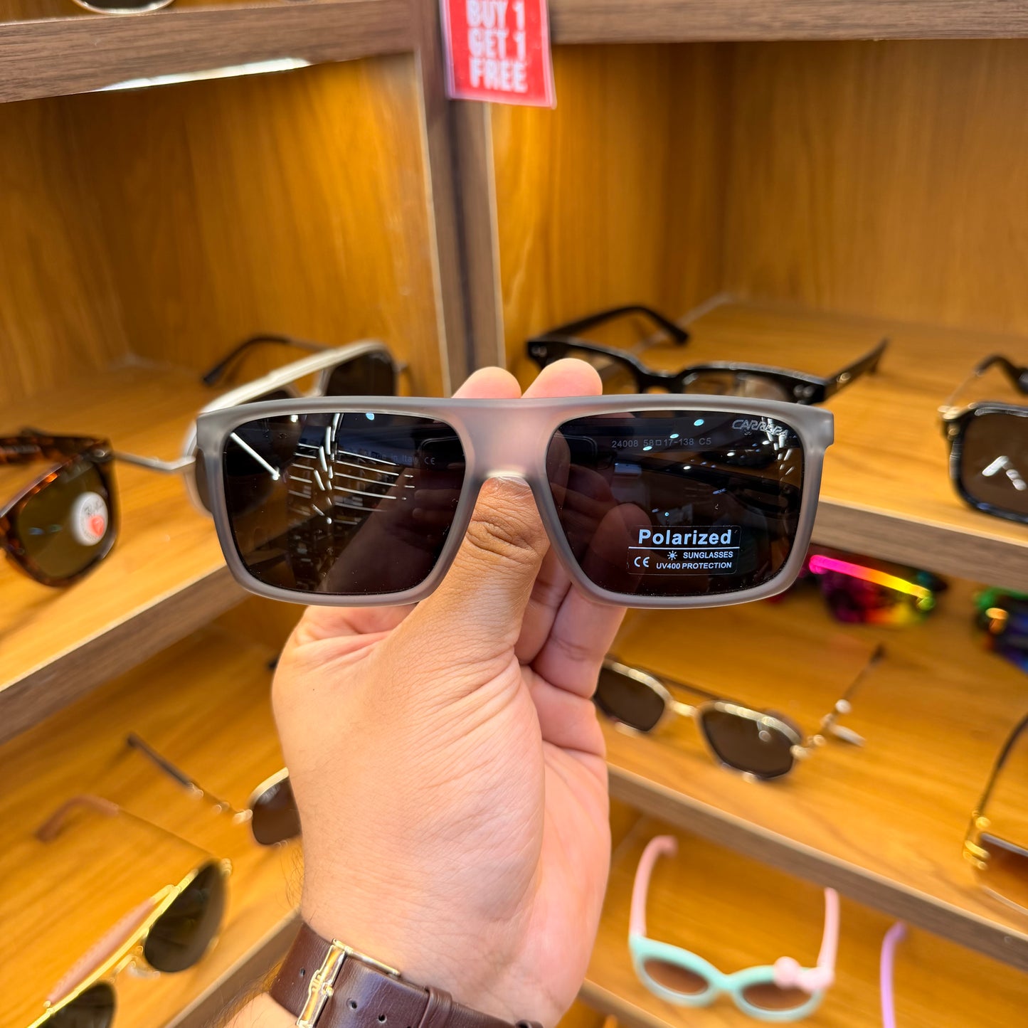 Carrera 24098 Rectangular Grey-Black Light Weight Sunglasses