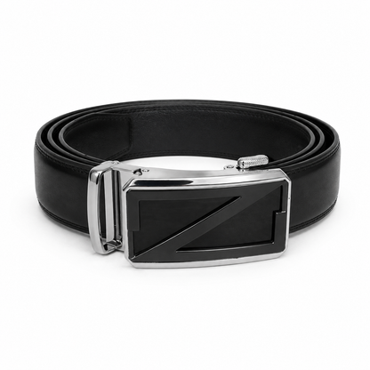 Premium Black Geometric Heavy Auto Buckle Belt