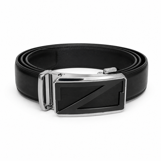 Premium Black Geometric Heavy Auto Buckle Belt