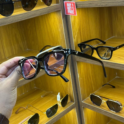 Gentle Monster Pink Lens [ South Side 01 ] Acetate Square Glasses in Black 48-22-152