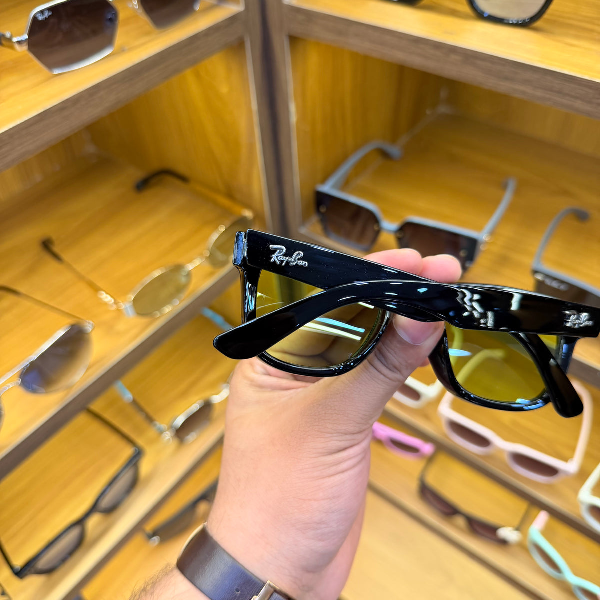 Rayban Reverse Black With Green Lens Premium Unisex Fashion Sunglass