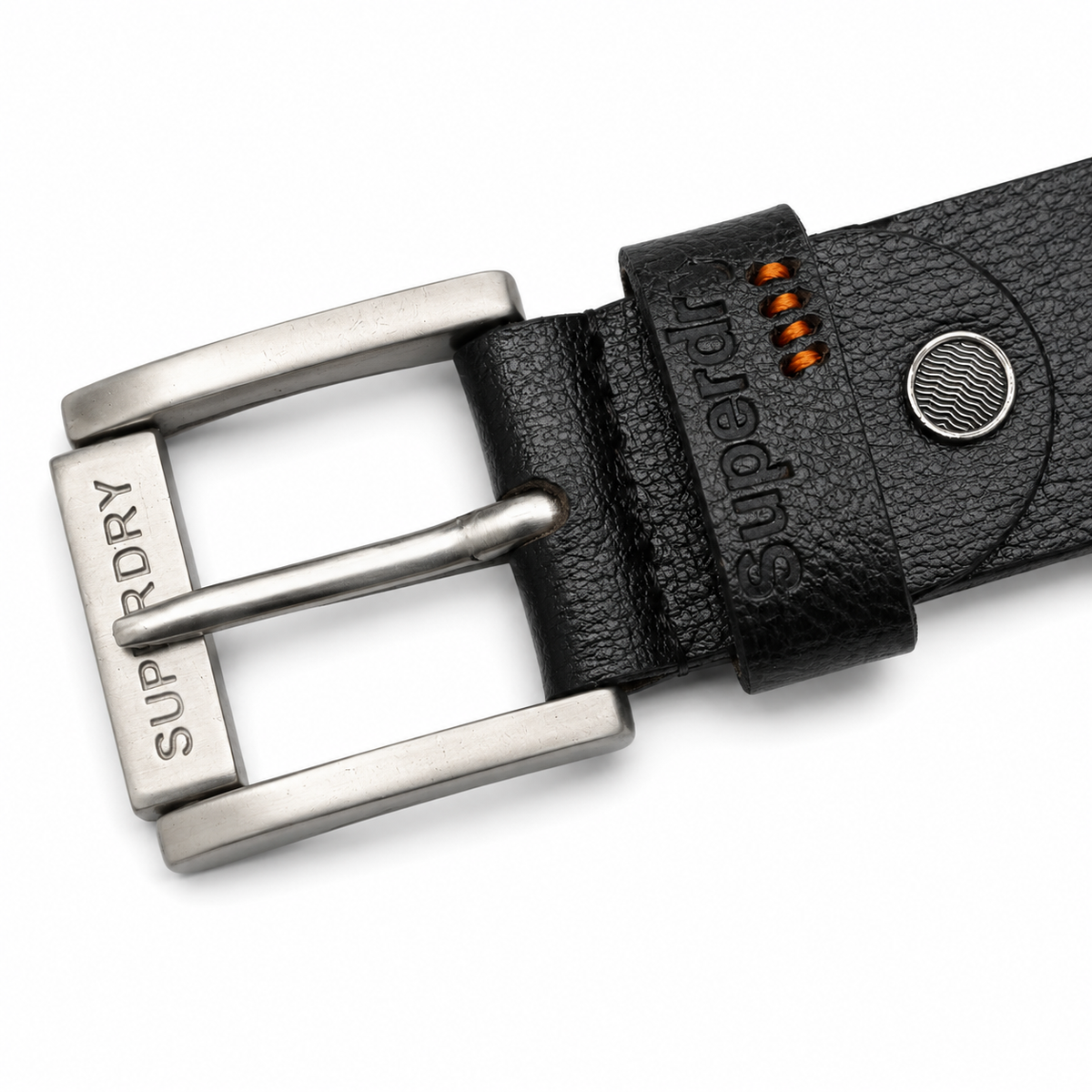 Superdry Heavy Rolling Buckle Black Leather Belt