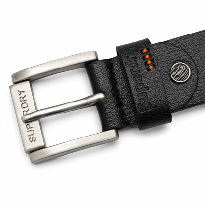 Superdry Heavy Rolling Buckle Black Leather Belt
