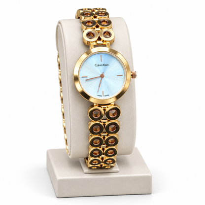 CK White Gold-Tone Link Bracelet Watch