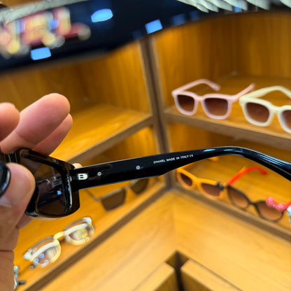 CHANEL Black Rectangle Stylish Trendy Premium Sunglasses