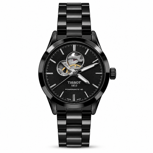 Tissot Unisex Powermatic 80 Open Heart – All Black Edition