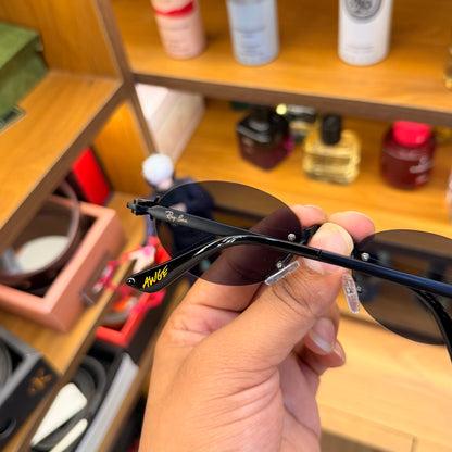 Ray Ban Oval Black frame-less Premium Sunglass