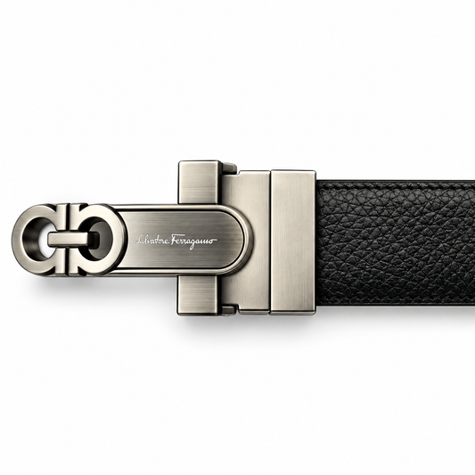 Salvatore Ferragamo-Style Reversible Belt – Silver Buckle