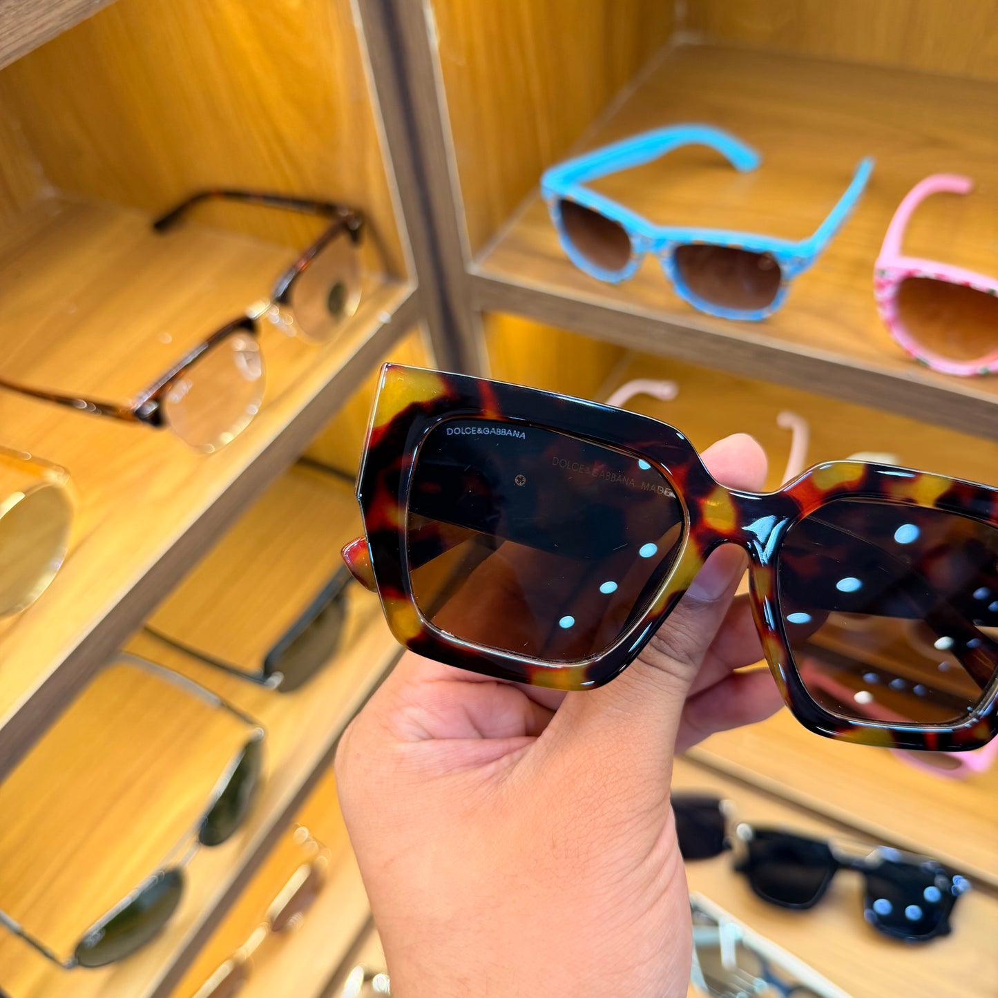 DOLCE & GABBANA 6147 Leopard Brown Rectangle Oversized Stylish Trendy Premium Sunglasses