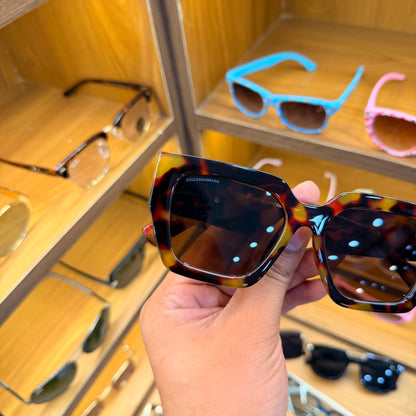 DOLCE & GABBANA 6147 Leopard Brown Rectangle Oversized Stylish Trendy Premium Sunglasses