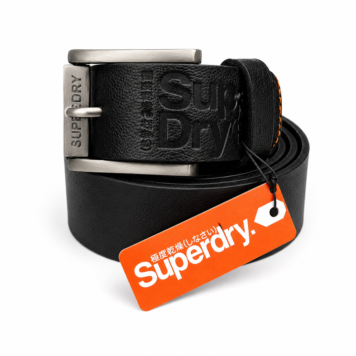 Superdry Heavy Rolling Buckle Black Leather Belt