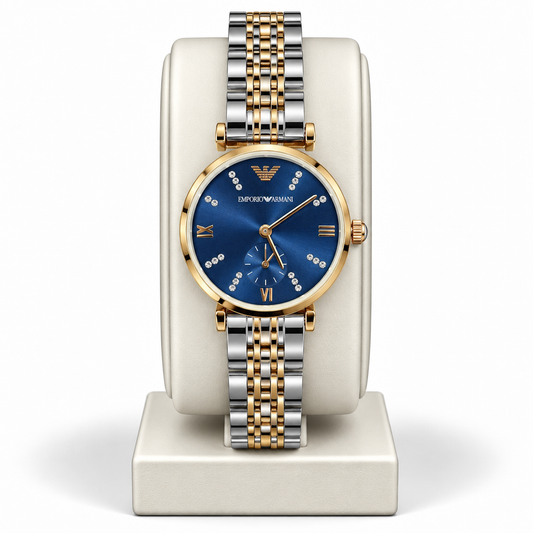 Emporia Armani Blue Dial Two-Tone Chronograph Style Watch