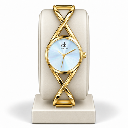 CK White Gold-Tone Infinity Bracelet Watch