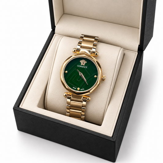 Versace Emerald Green Gold-Tone Luxury Watch