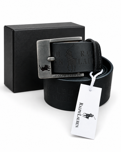 Ralph Lauren Classic Black Leather heavy Buckle Belt