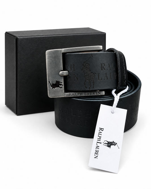 Ralph Lauren Classic Black Leather heavy Buckle Belt