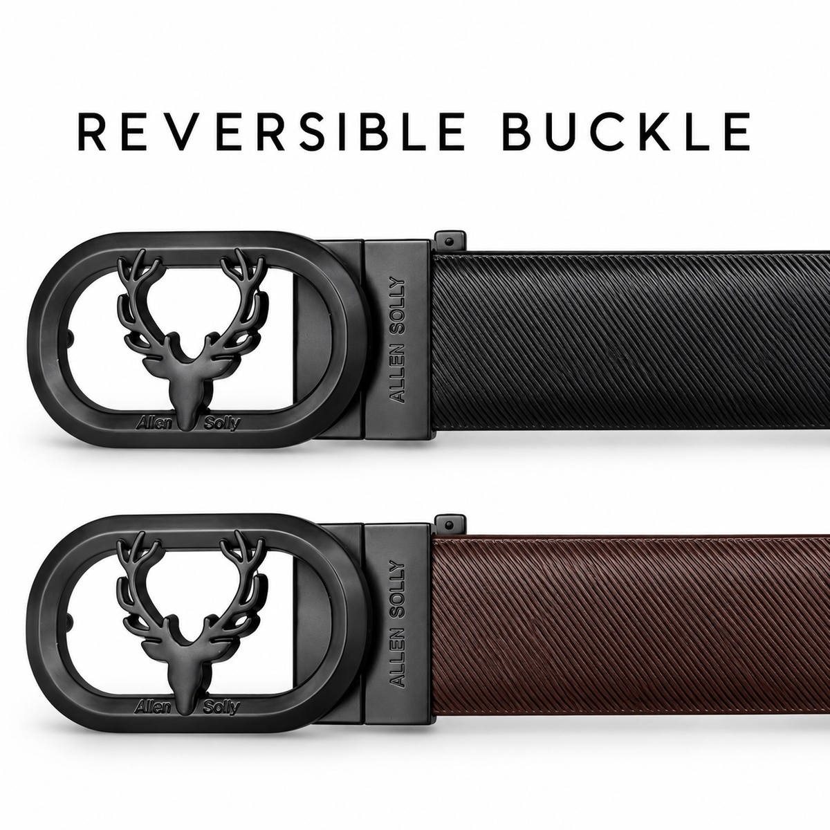 Allen Solly-Inspired Reversible Belt – Matte Black Buckle