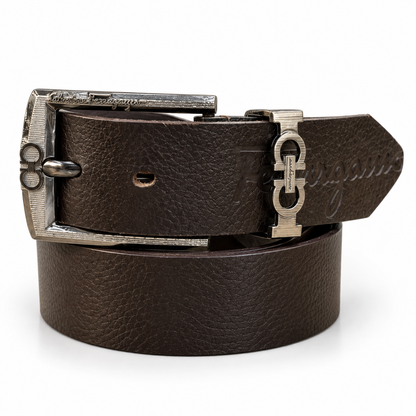 Ferragamo  Dark Brown Textured Leather Belt – Luxe Buckle