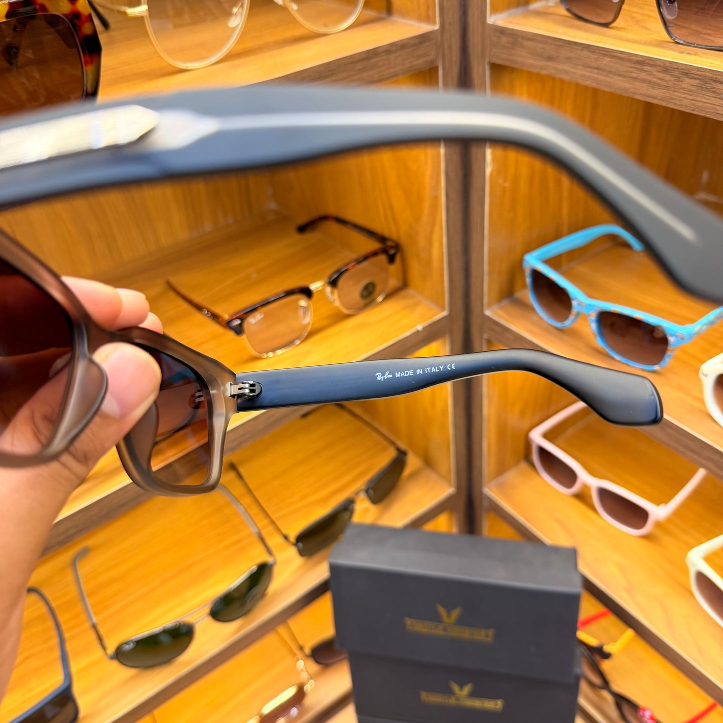 Ray Ban K21171 Matt Grey Rectangle Premium Sunglass