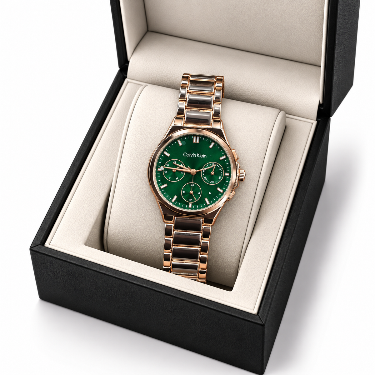 CK Green Rose Gold Chronograph Watch