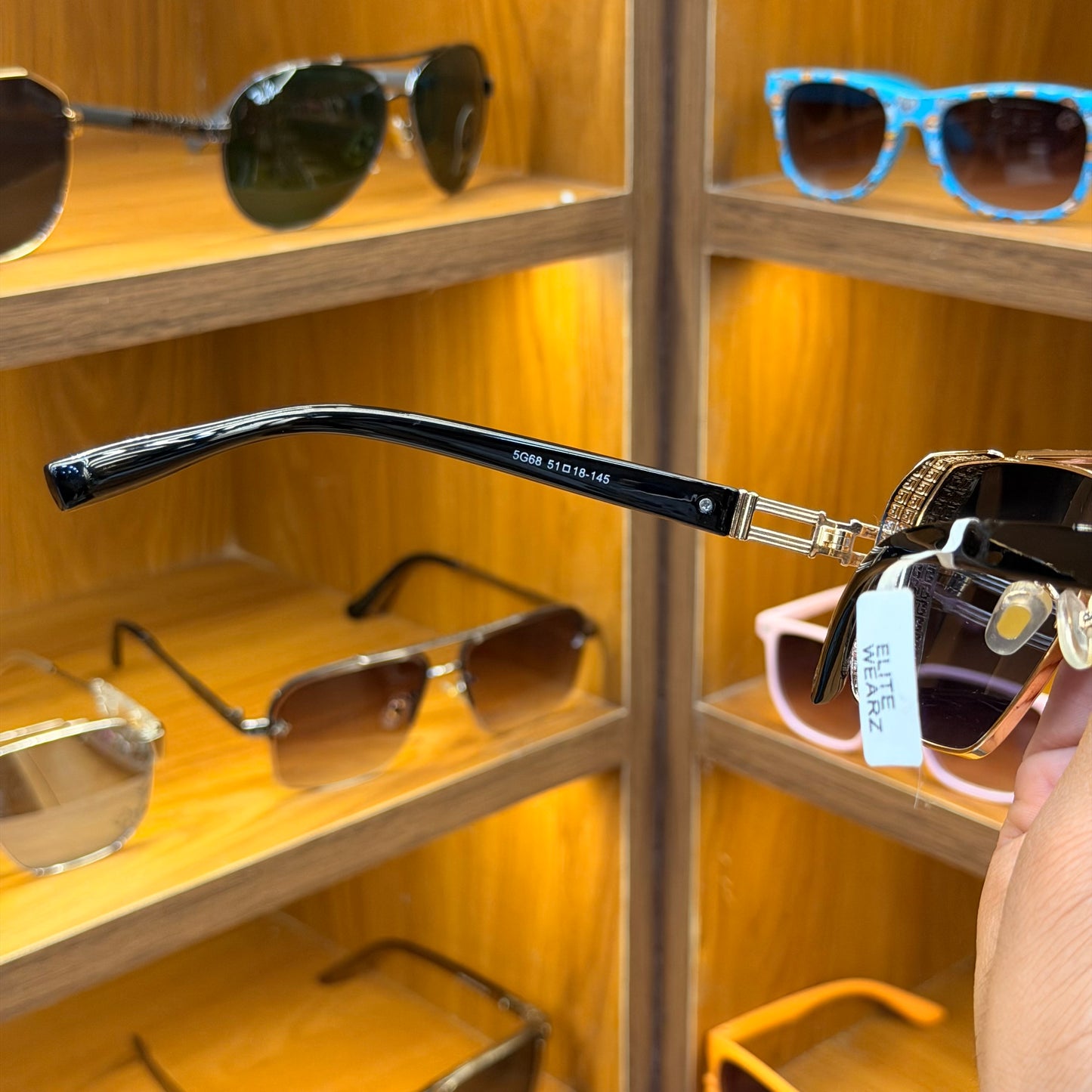 BALMAIN 5G68 Black Golden Metal Frame Premium Sunglasses