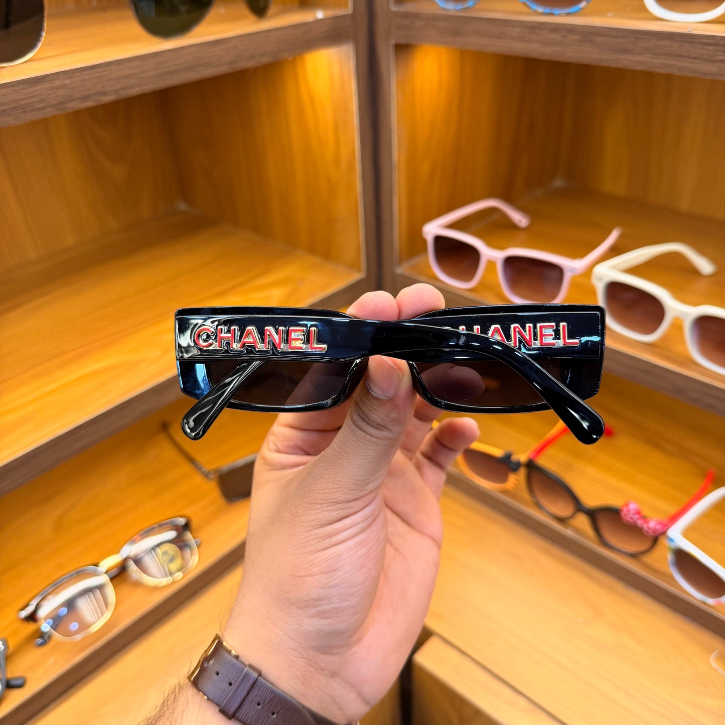 CHANEL Black Rectangle Stylish Trendy Premium Sunglasses