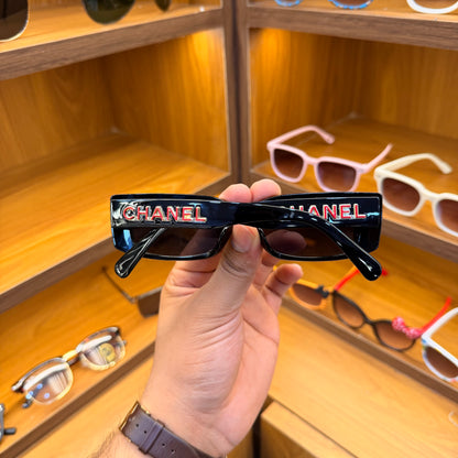 CHANEL Black Rectangle Stylish Trendy Premium Sunglasses