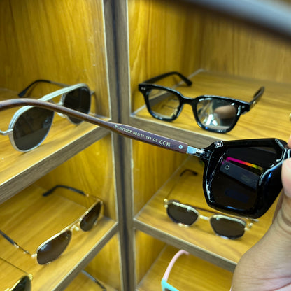 MOSCOT PJW7007 Rectangle Black Colour With Wooden Straps Premium Sunglasses