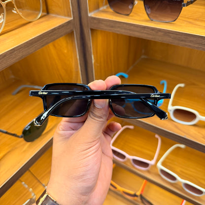 Cartier 2543 Rectangle Black Trendy Premium Sunglasses