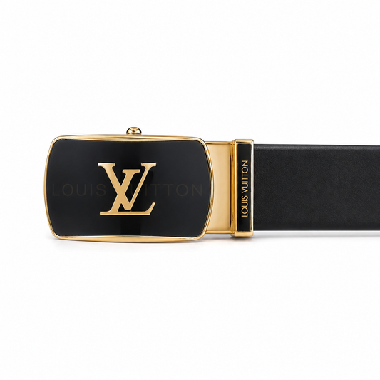 Louis Vuitton Black & Gold Luxury Auto-Lock | Reversible | Black & Brown | Genuine Leather Belt
