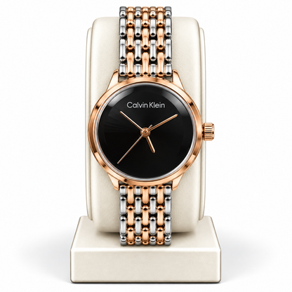 Calvin Klein Black Dial Dual Tone Chain Gleam 25100012 Women’s Watch