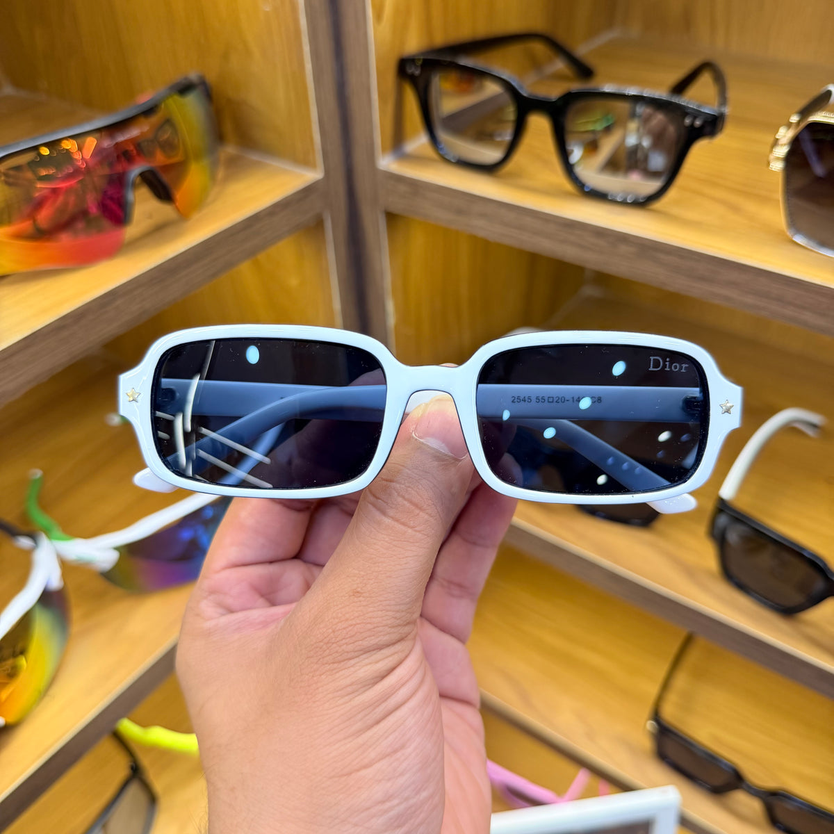 Dior 2545 White Rectangle Trending Premium Sunglasses