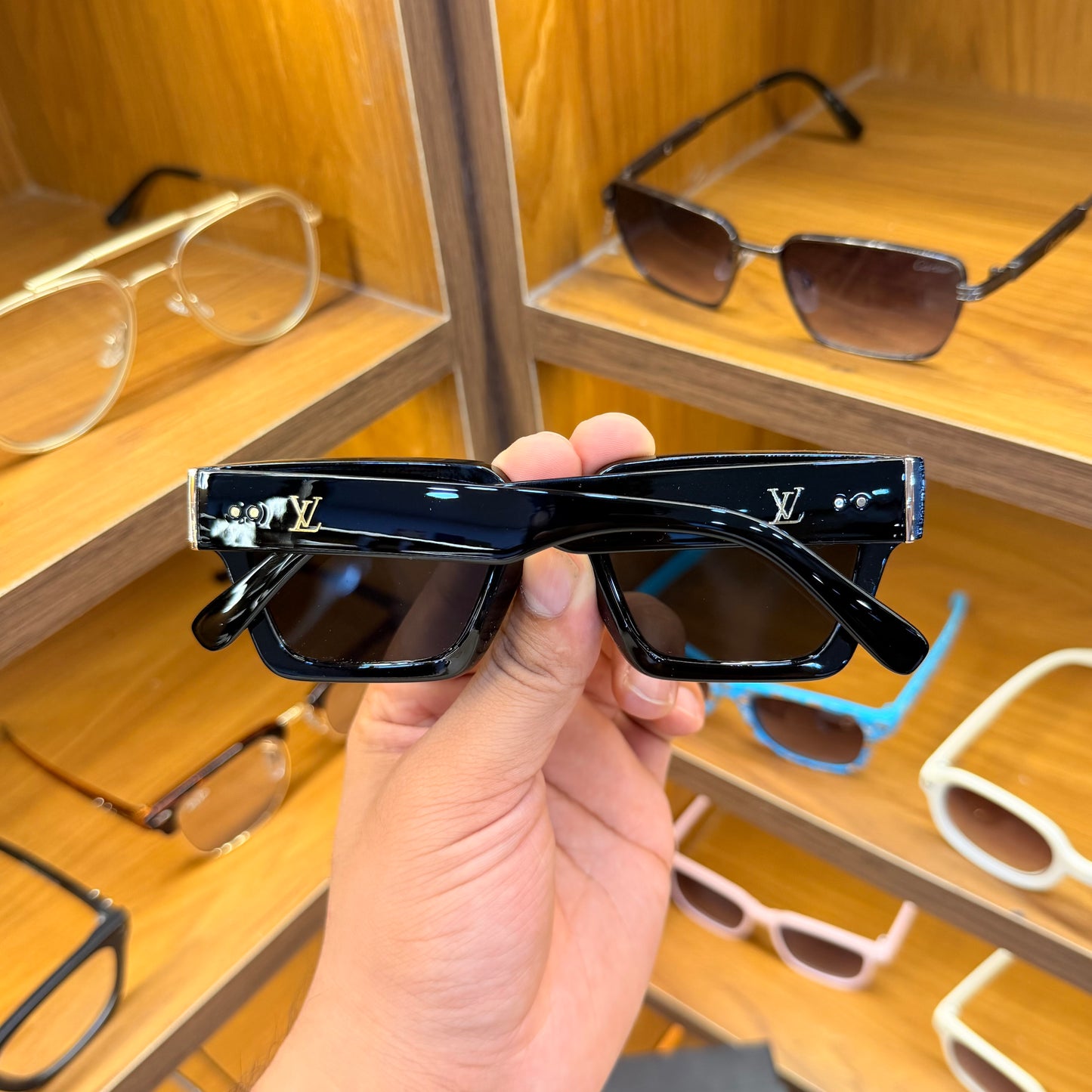LV F35104 black rectangle Premium Sunglasses