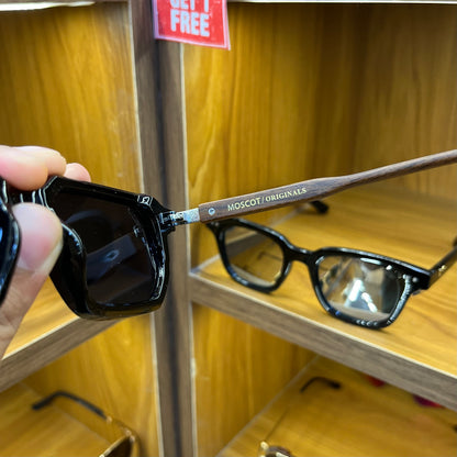 MOSCOT PJW7007 Rectangle Black Colour With Wooden Straps Premium Sunglasses