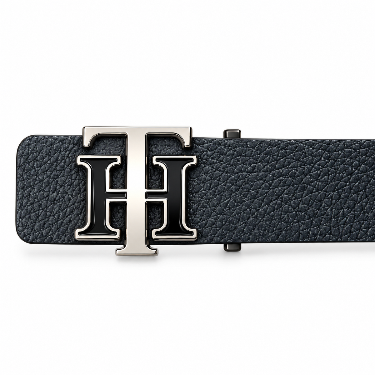 TOMMY HILFIGER Premium Black Leather TH Buckle Belt