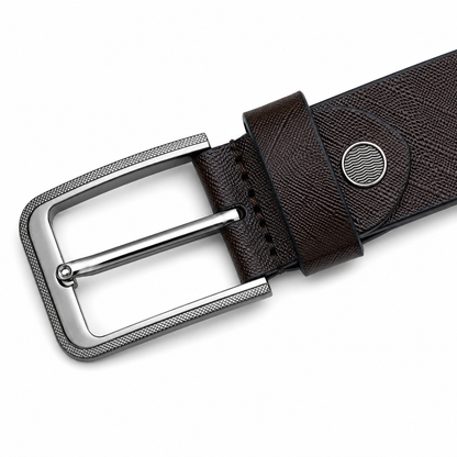 EW Point Classic Textured Brown Leather Belt