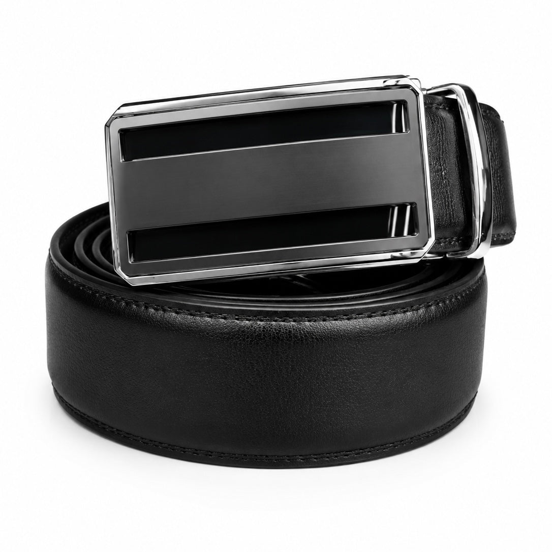 Premium Black & Silver Executive Automatic Heavy Buckle Belt