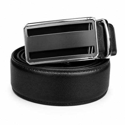 Premium Black & Silver Executive Automatic Heavy Buckle Belt