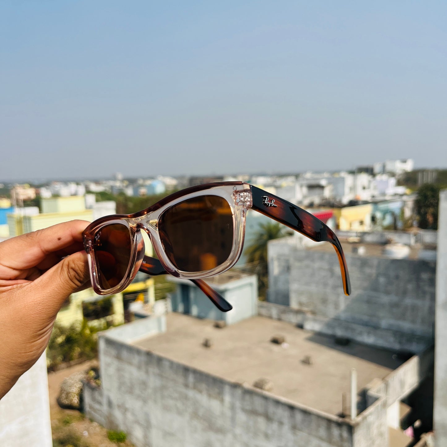 RB Reverse Trans Brown Premium Fashion Sunglass