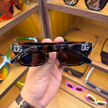 DOLCE & GABBANA Leopard Brown Rectangle Oversized Stylish Trendy Premium Sunglasses