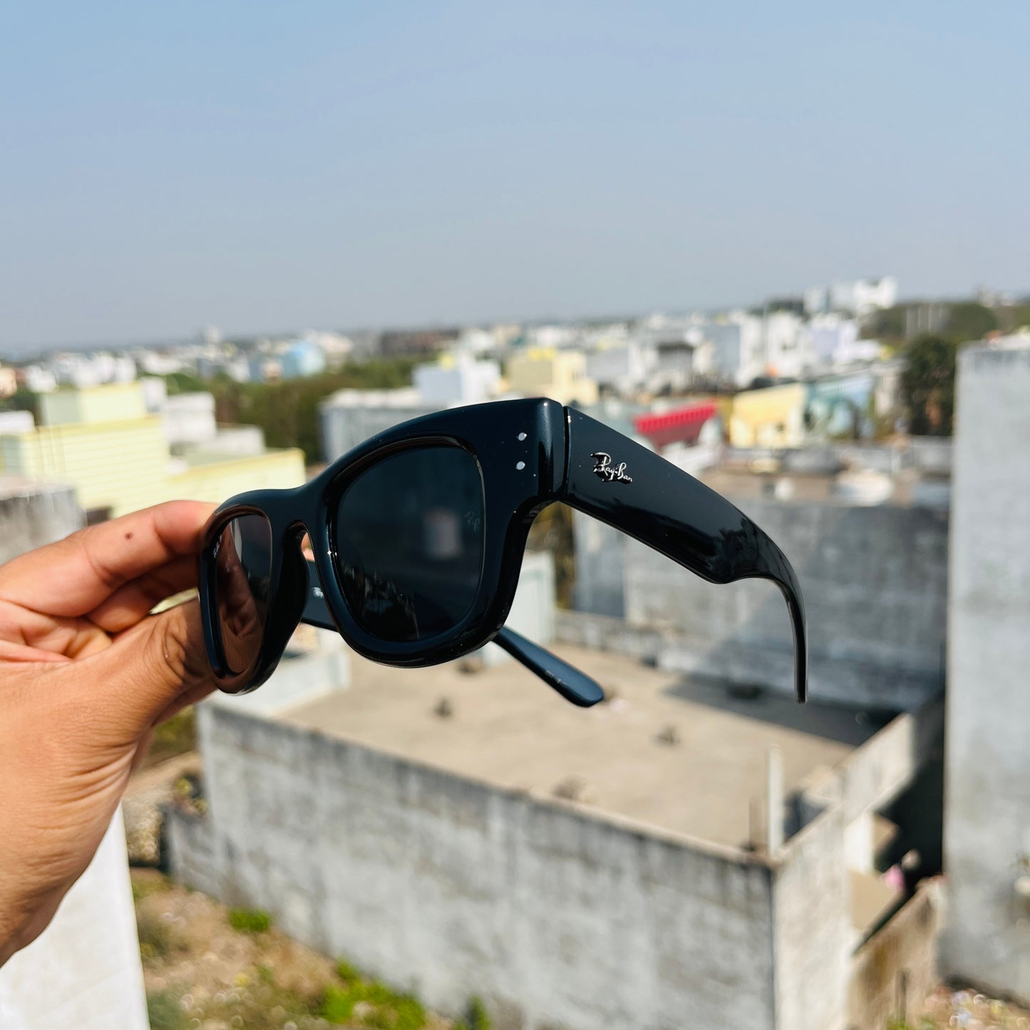 RB WAYFARER PUFFER Glossy Black Premium Fashion Sunglass