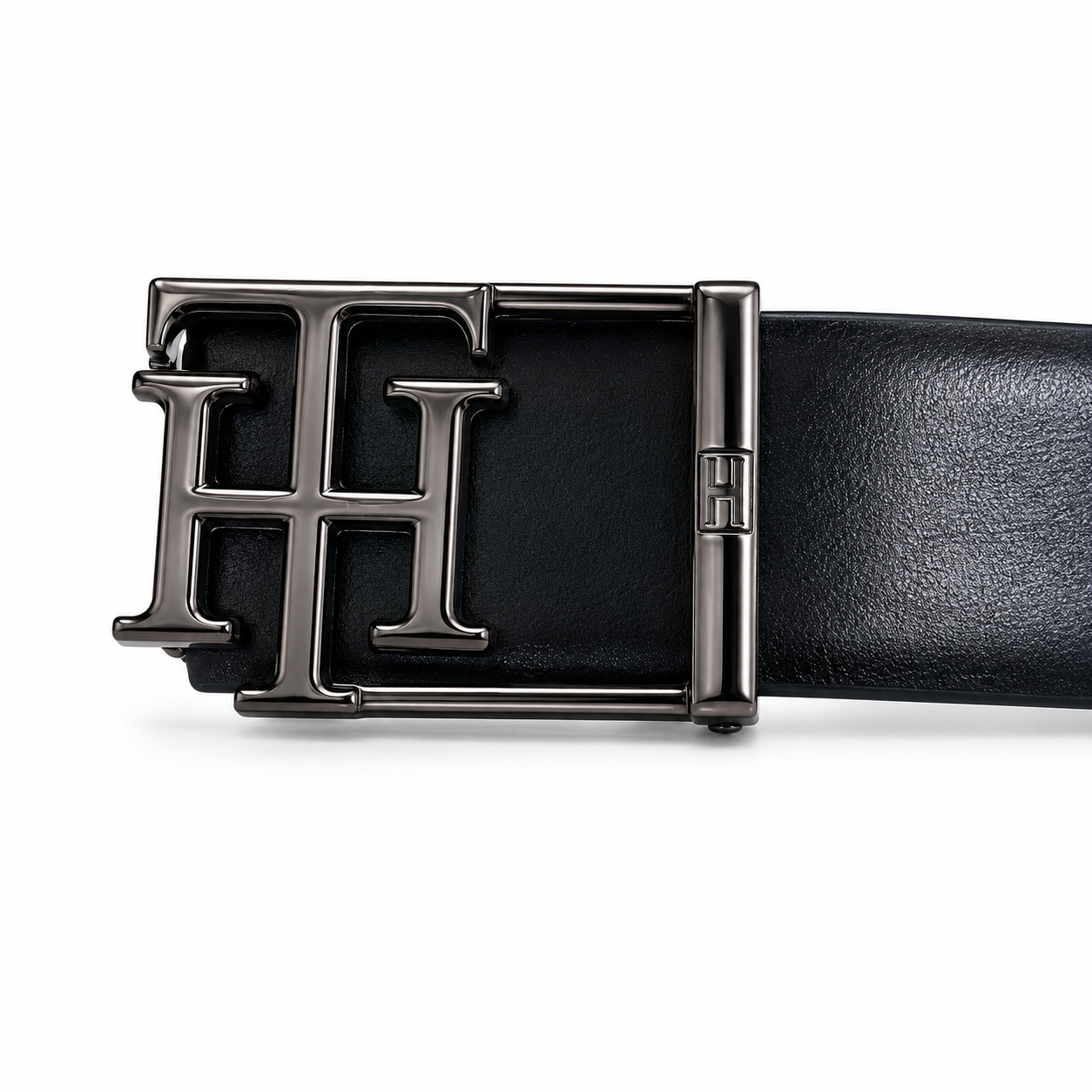 Tommy Hilfiger Premium Black TH Monogram Buckle Belt