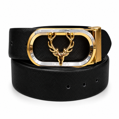 Allen Solly Golden Monogram Buckle Reversible Black & Brown Leather Belt