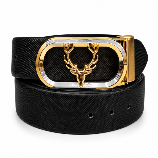 Allen Solly Golden Monogram Buckle Reversible Black & Brown Leather Belt