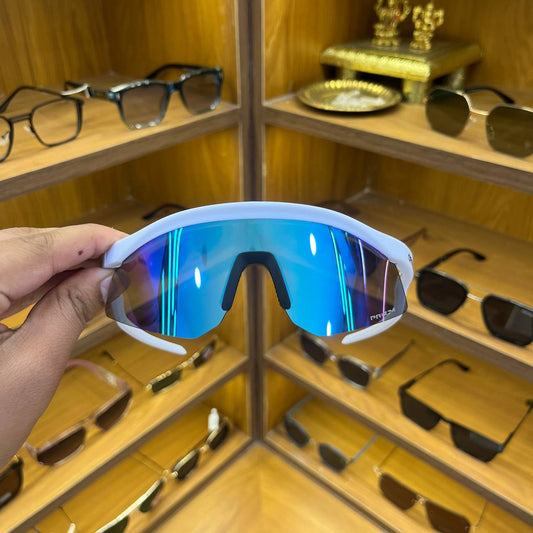 Hydra White Blue With Cover, Best Sports Sunglass for Unisex (Men & Women)