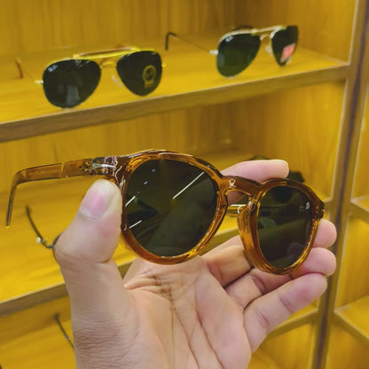 David Beckham Classic Round Sunglasses - Brown Frame, Retro Style