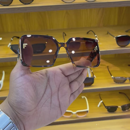 FENDI Brown Square Shape Premium Sunglasses